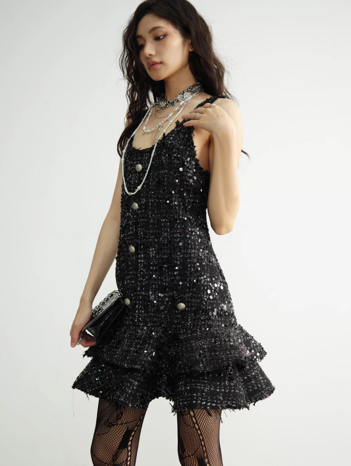 Fringe Tweed Dress フリンジ ツイード ドレス