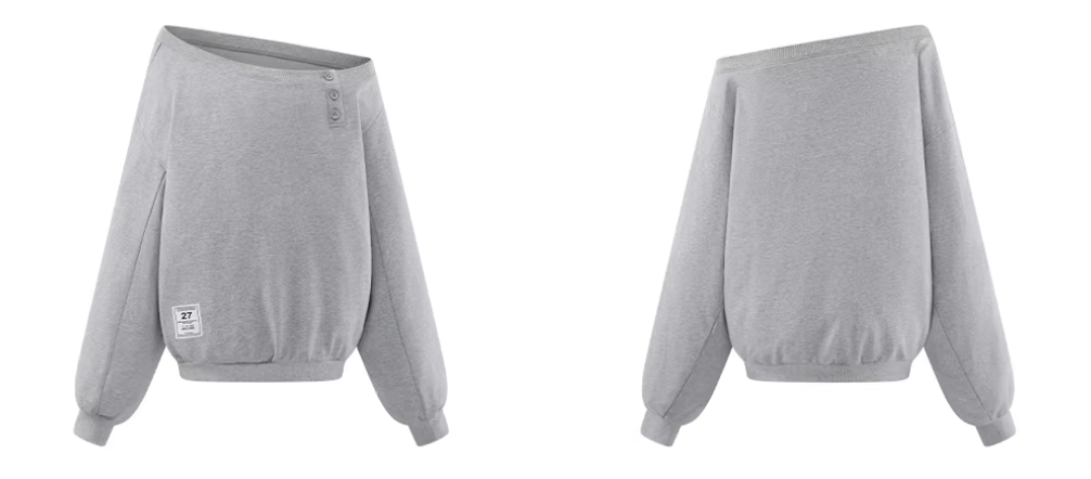 Off Soulder Button sweatshirts オフショルダー ボタン スウェットシャツ