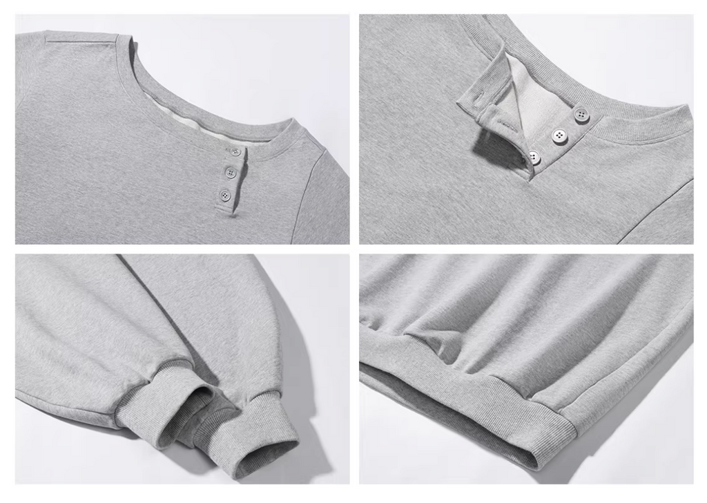 Off Soulder Button sweatshirts オフショルダー ボタン スウェットシャツ