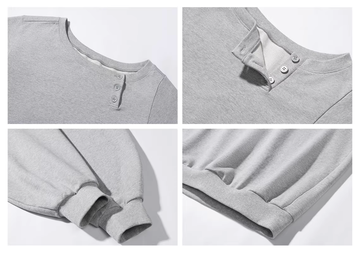 Off Soulder Button sweatshirts オフショルダー ボタン スウェットシャツ