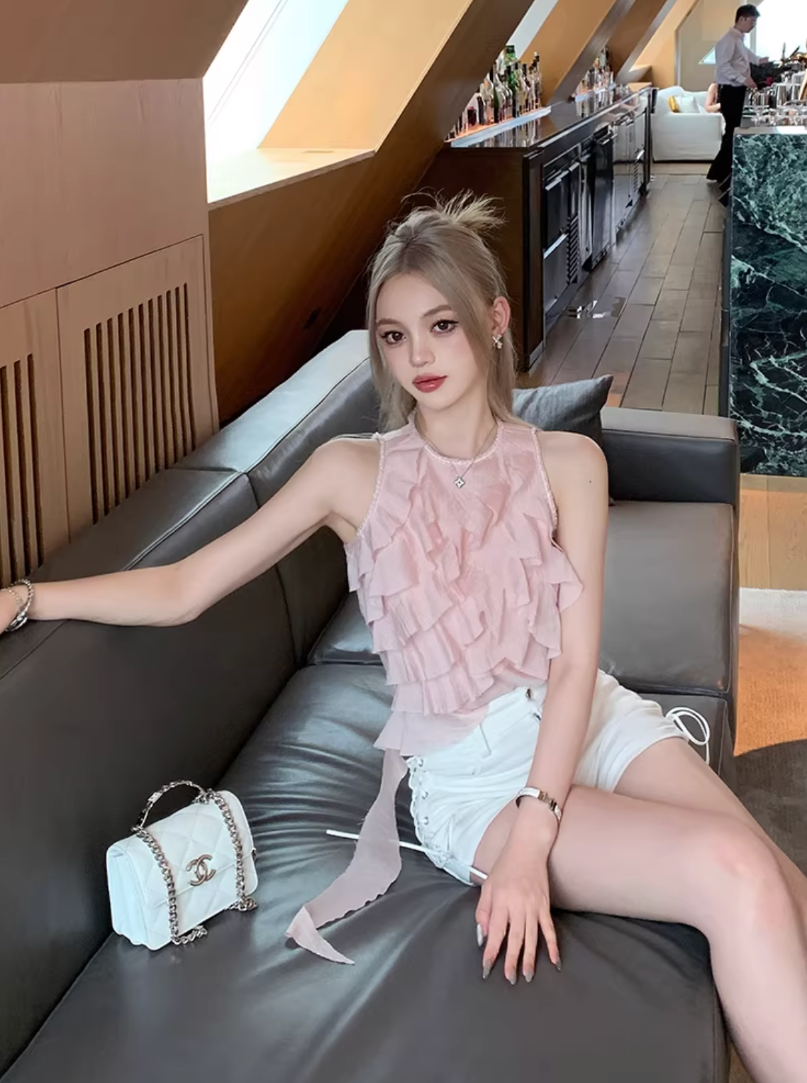 Frill Cropped Tops ,Dress フリル クロップド トップス ドレス