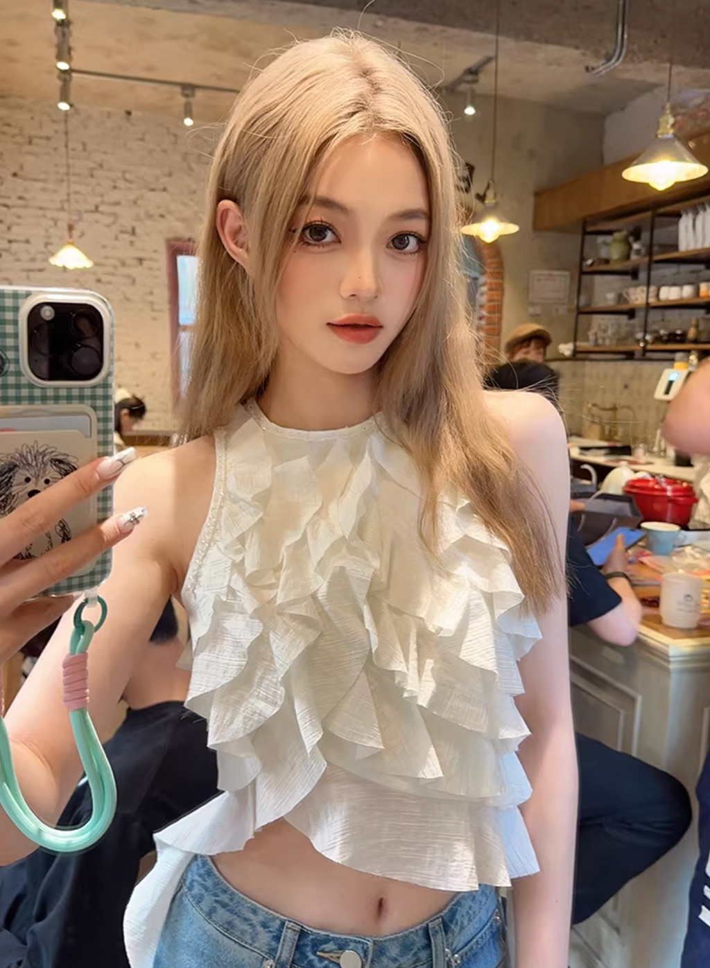 Frill Cropped Tops ,Dress フリル クロップド トップス ドレス