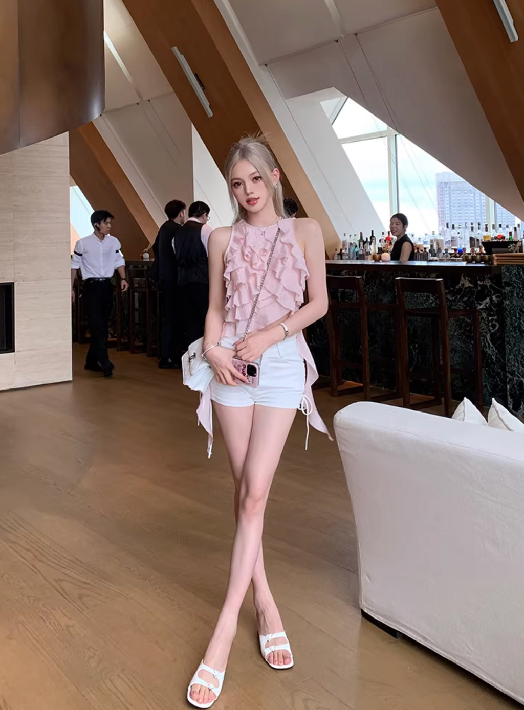 Frill Cropped Tops ,Dress フリル クロップド トップス ドレス