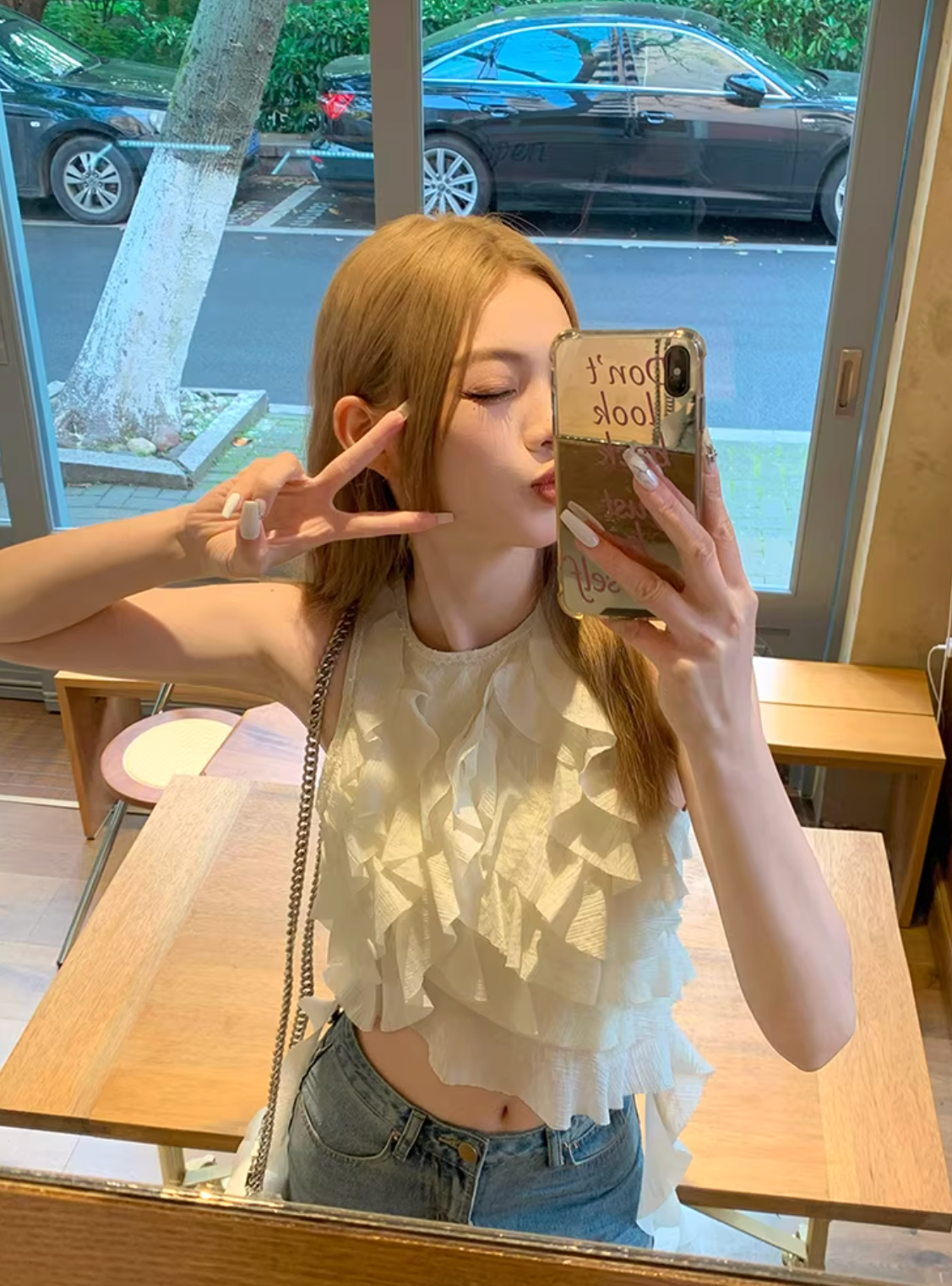 Frill Cropped Tops ,Dress フリル クロップド トップス ドレス