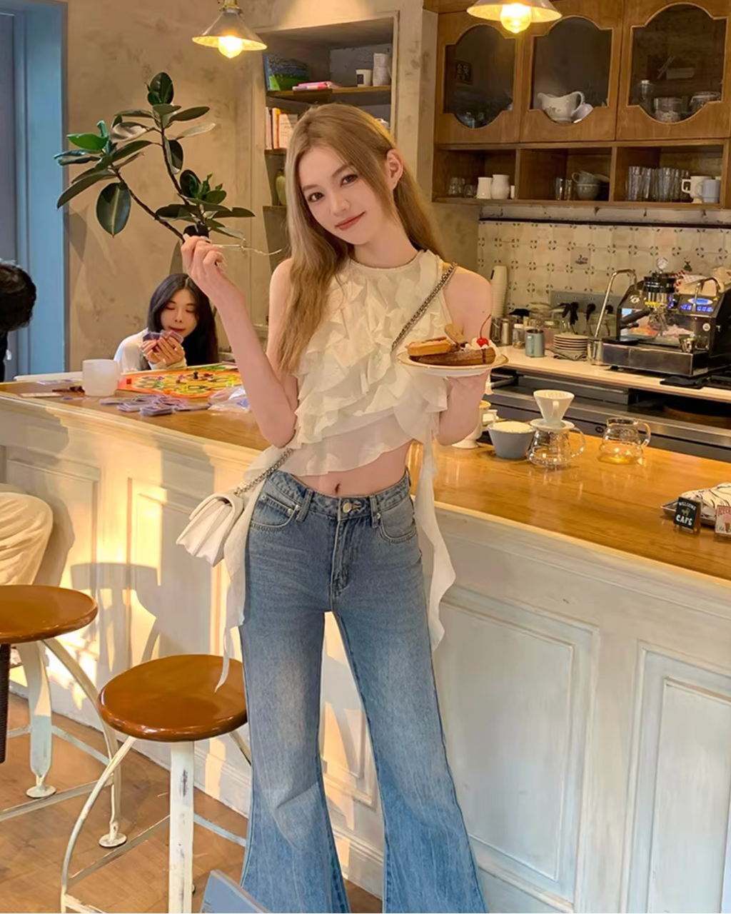 Frill Cropped Tops ,Dress フリル クロップド トップス ドレス