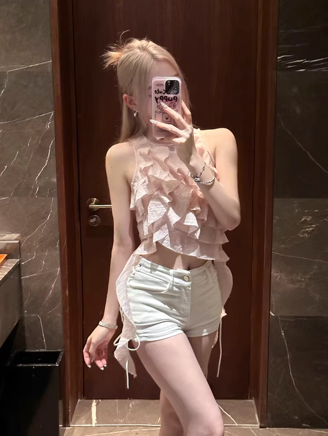 Frill Cropped Tops ,Dress フリル クロップド トップス ドレス