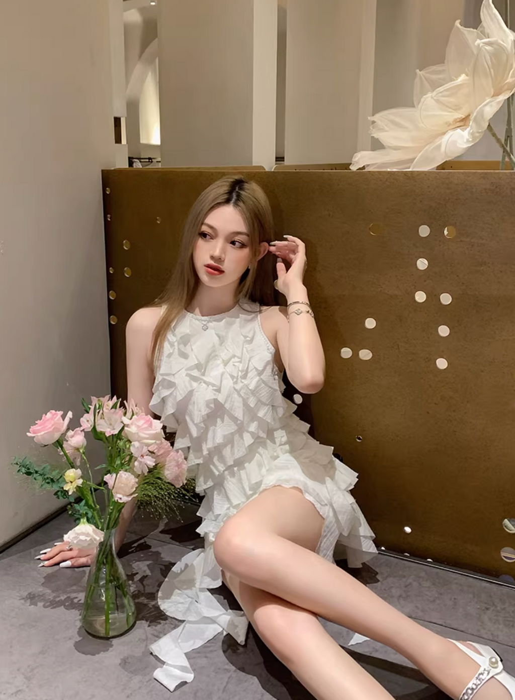 Frill Cropped Tops ,Dress フリル クロップド トップス ドレス