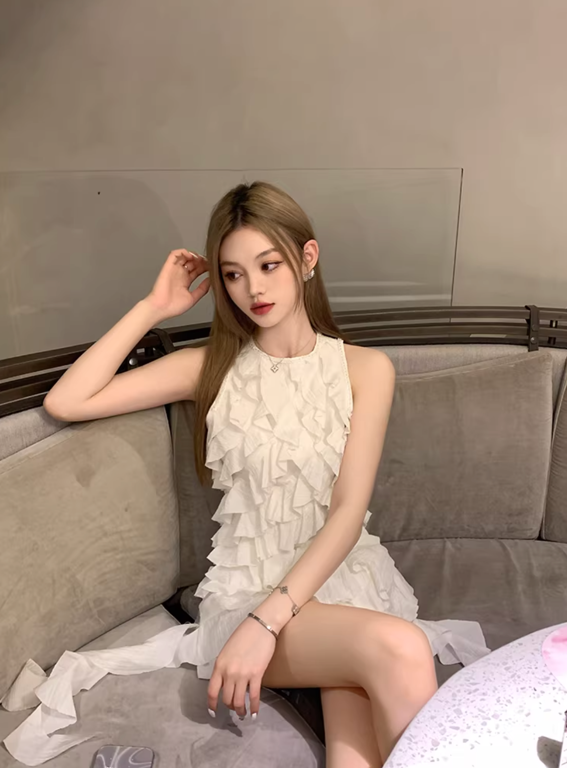 Frill Cropped Tops ,Dress フリル クロップド トップス ドレス