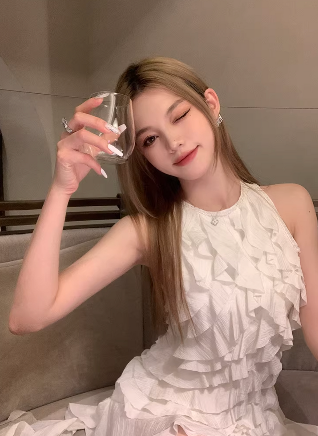 Frill Cropped Tops ,Dress フリル クロップド トップス ドレス
