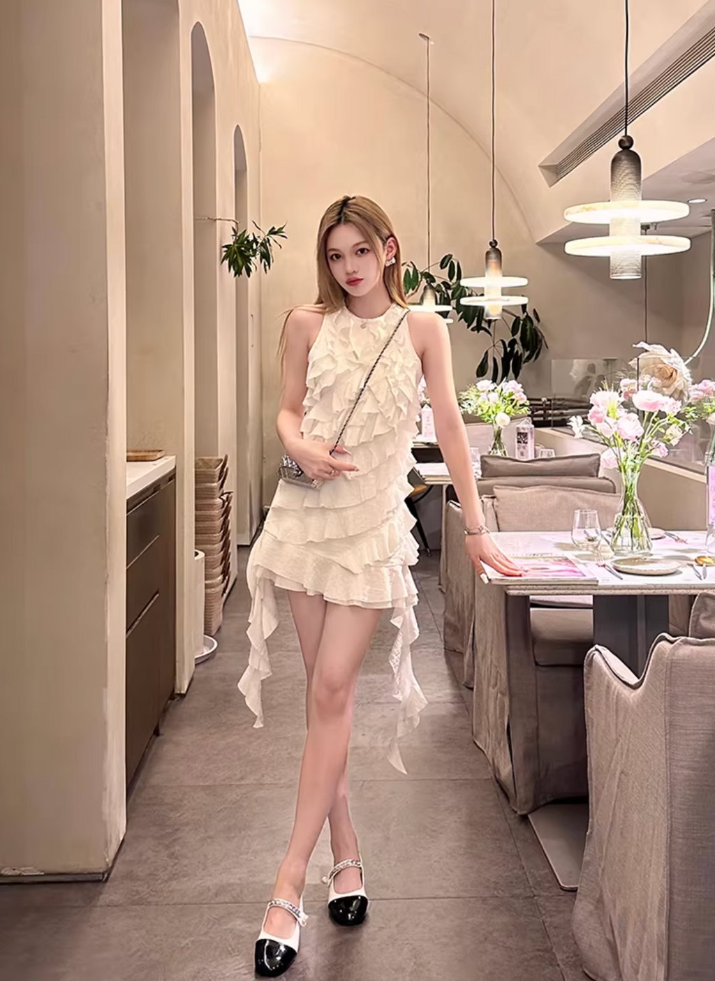 Frill Cropped Tops ,Dress フリル クロップド トップス ドレス