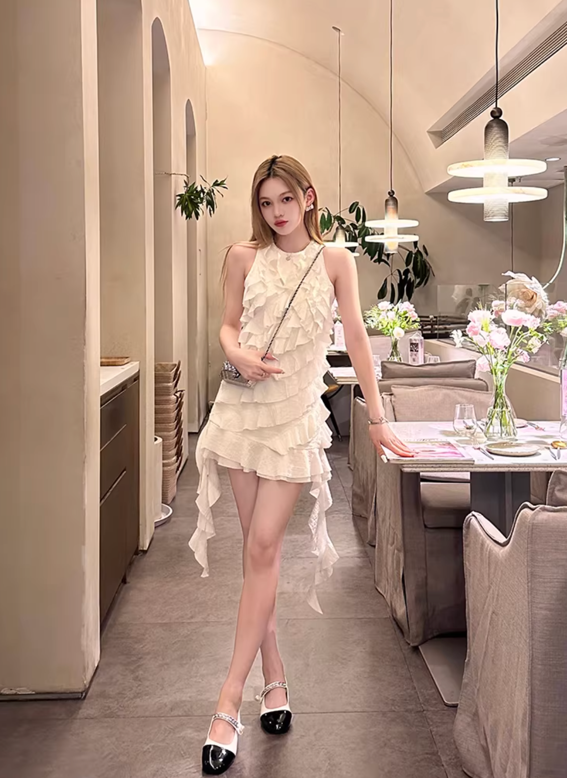 Frill Cropped Tops ,Dress フリル クロップド トップス ドレス