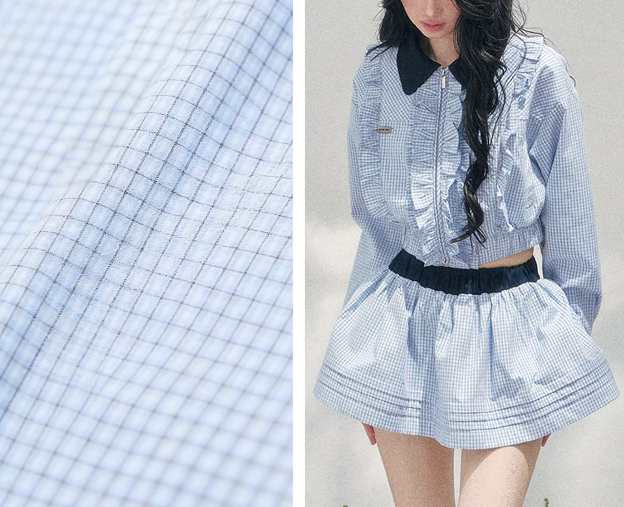 Check Frill Blouson Setup チェック フリル ブルゾン セットアップ