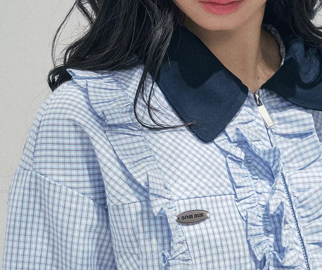 Check Frill Blouson Setup チェック フリル ブルゾン セットアップ