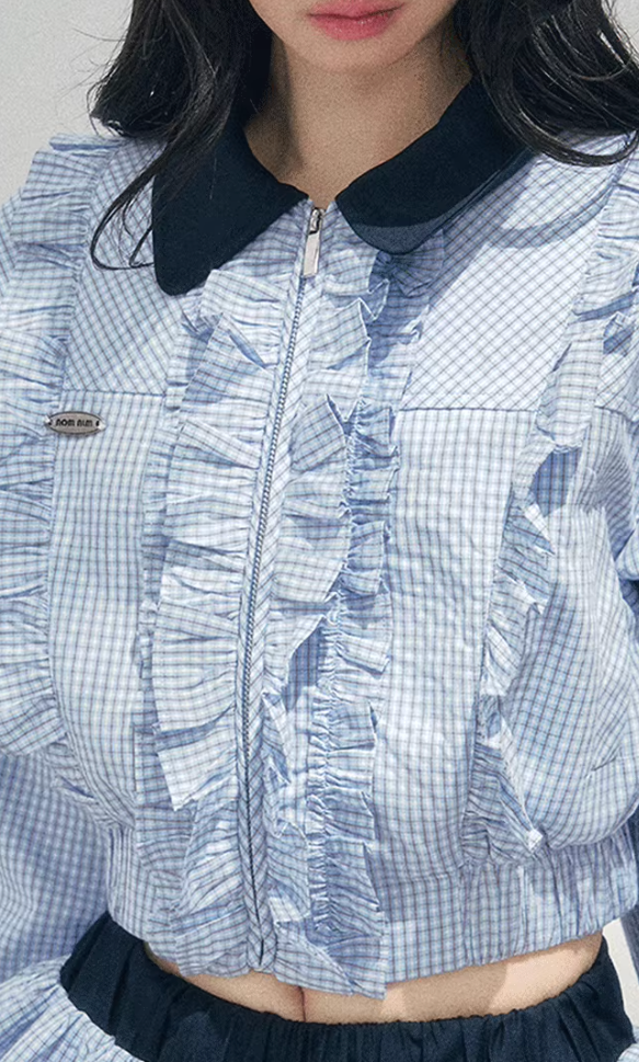 Check Frill Blouson Setup チェック フリル ブルゾン セットアップ