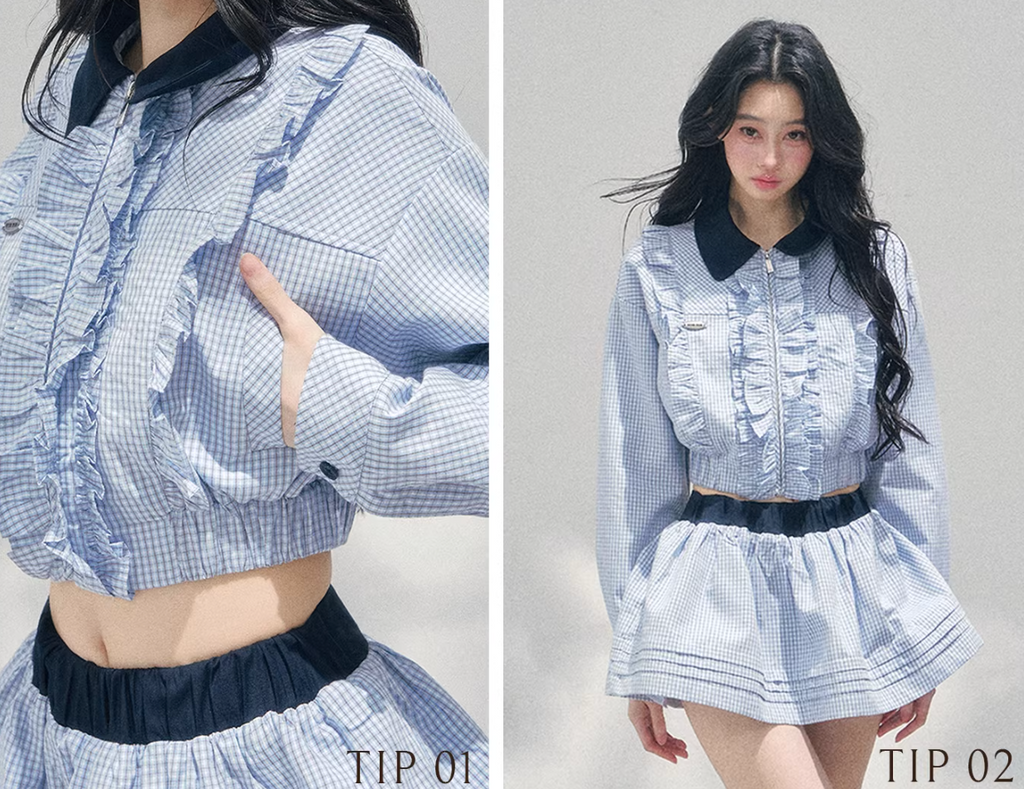 Check Frill Blouson Setup チェック フリル ブルゾン セットアップ