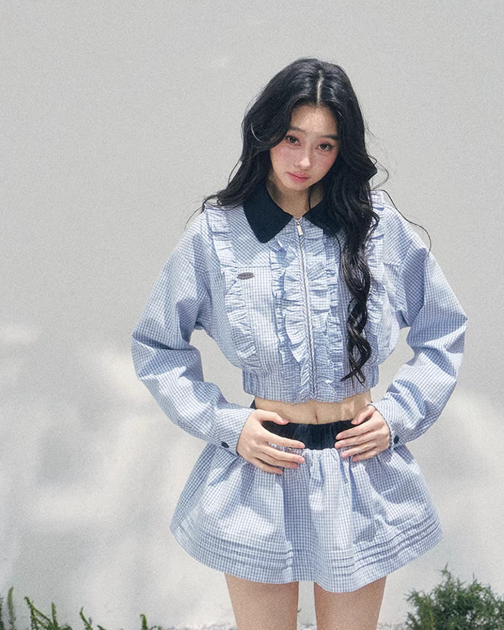 Check Frill Blouson Setup チェック フリル ブルゾン セットアップ