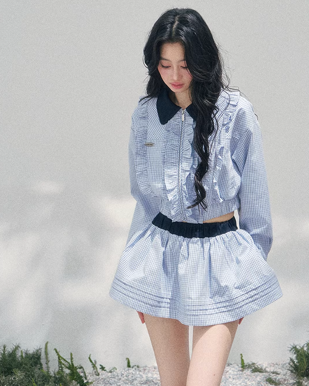 Check Frill Blouson Setup チェック フリル ブルゾン セットアップ