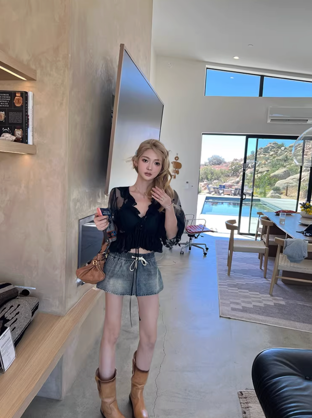 Raffle kolor Sheer blouse,Inner Bra  ラッフルカラー シアーブラウス,インナーブラ