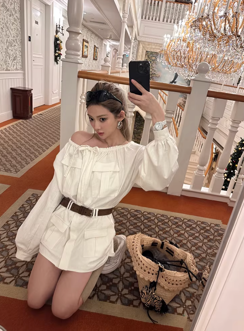 Off Shoulder Shirts Dress オフショルダー シャツドレス