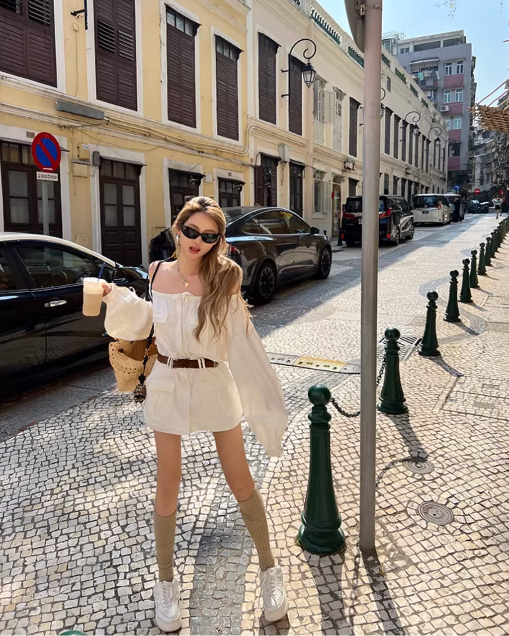 Off Shoulder Shirts Dress オフショルダー シャツドレス