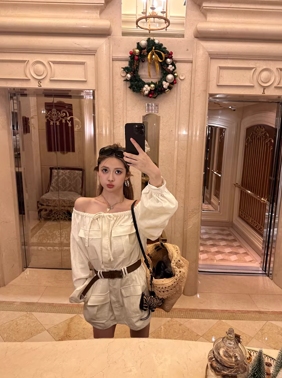 Off Shoulder Shirts Dress オフショルダー シャツドレス