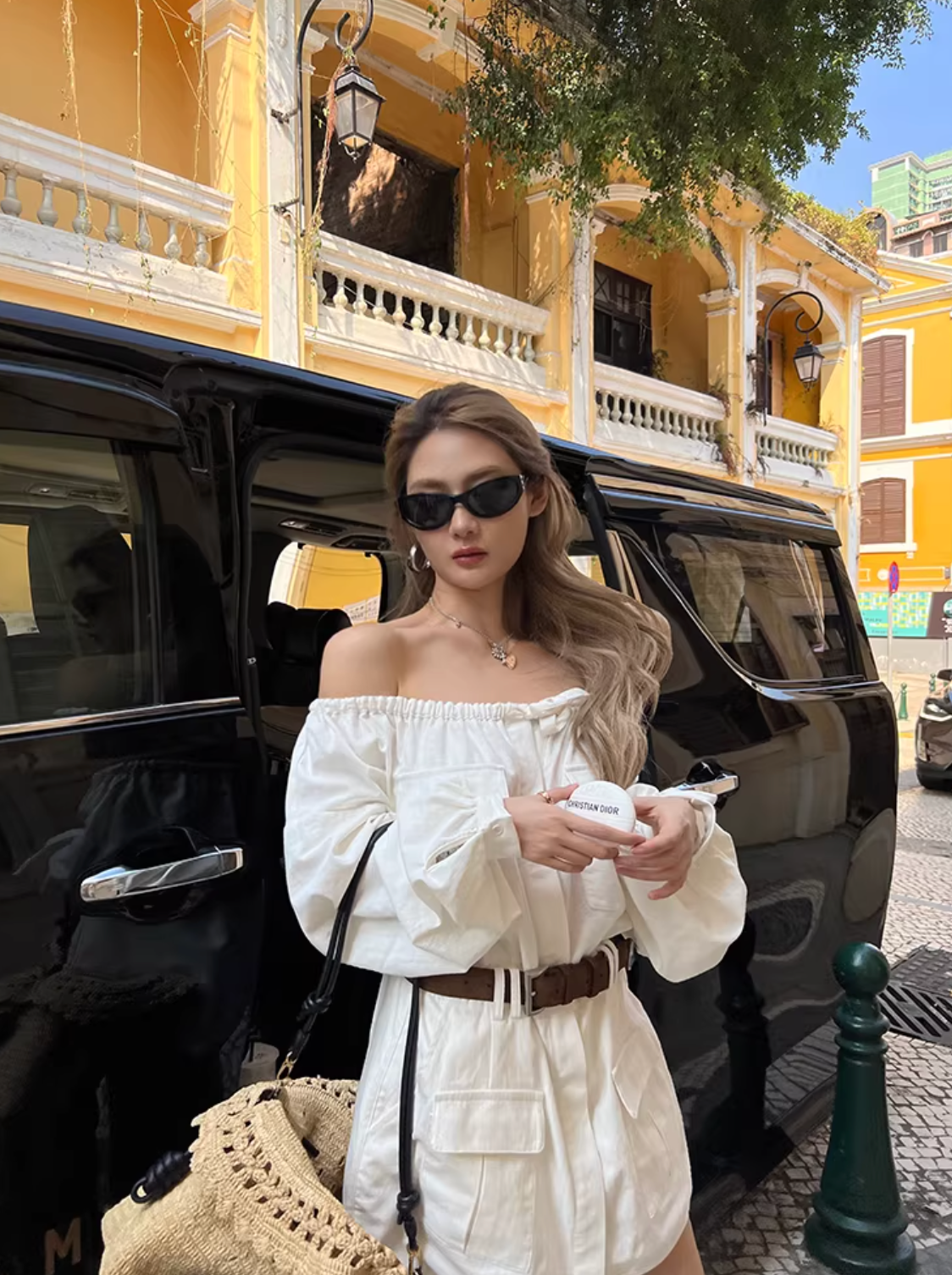 Off Shoulder Shirts Dress オフショルダー シャツドレス