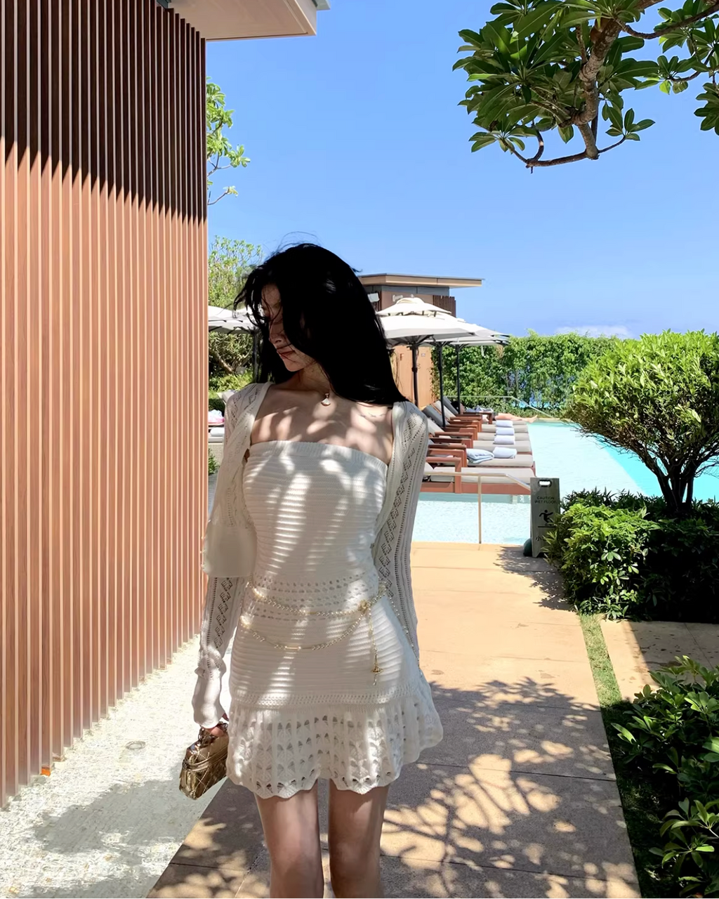 3D Openwork knitting Dress Cardigan 3Dオープンワークドレス カーディガン