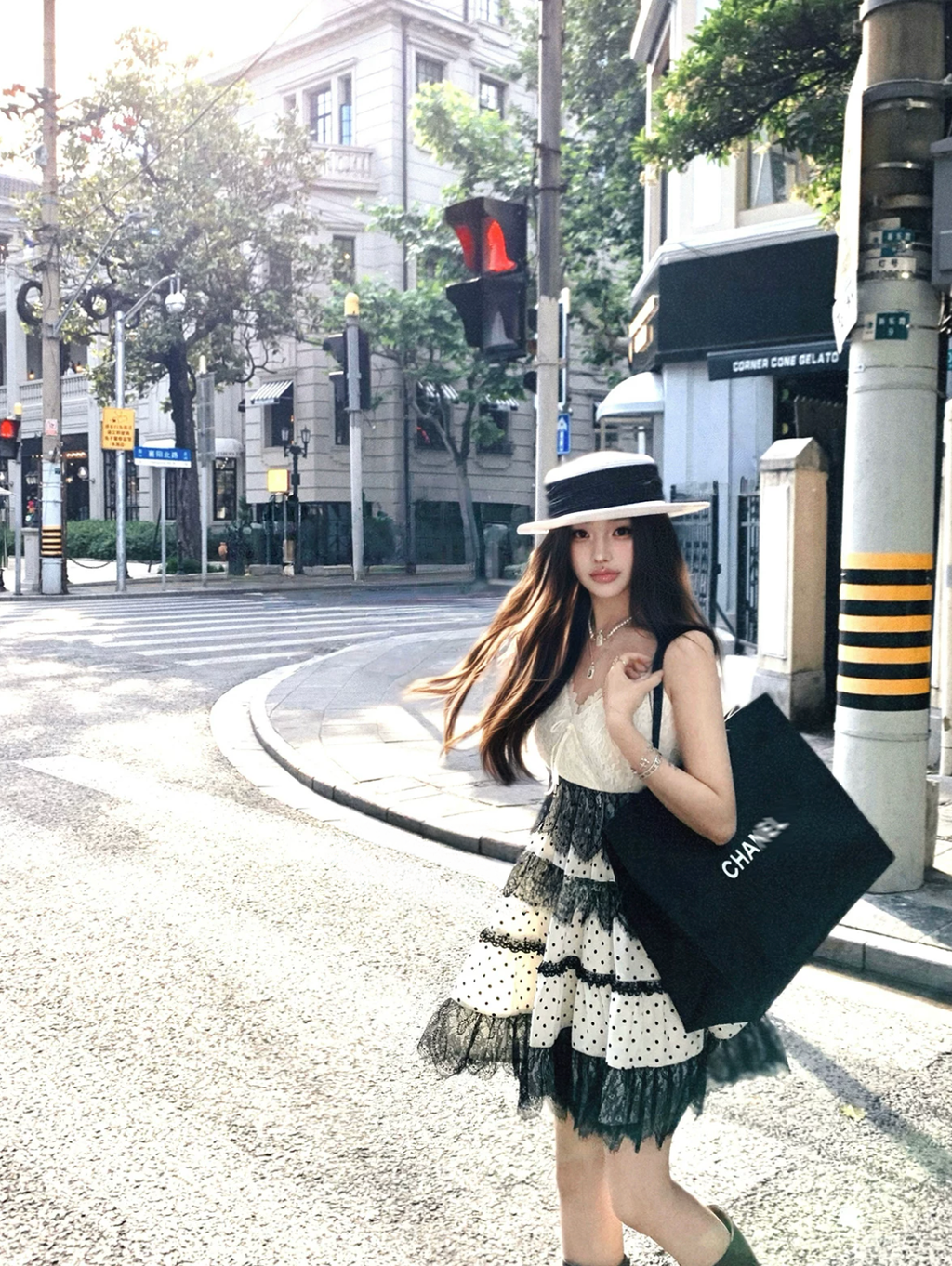 Dot Lace French Dress ドット レース フレンチ ドレス