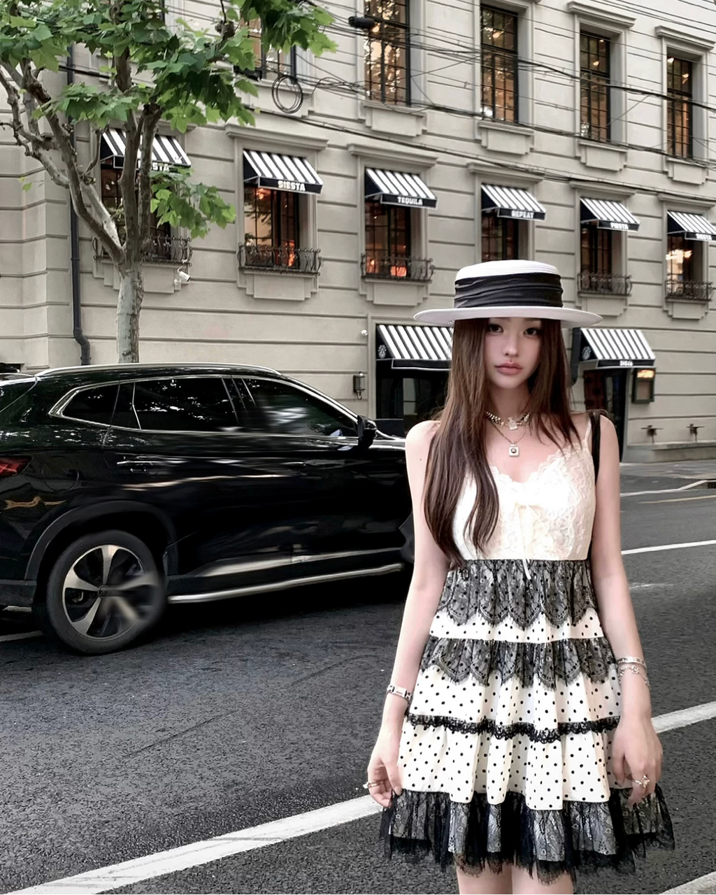 Dot Lace French Dress ドット レース フレンチ ドレス