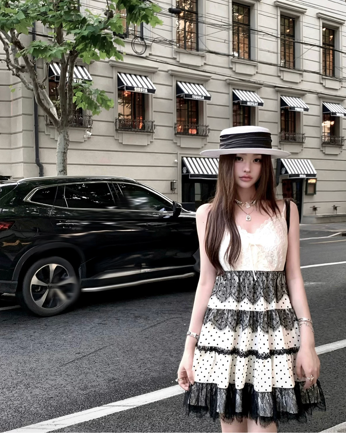 Dot Lace French Dress ドット レース フレンチ ドレス