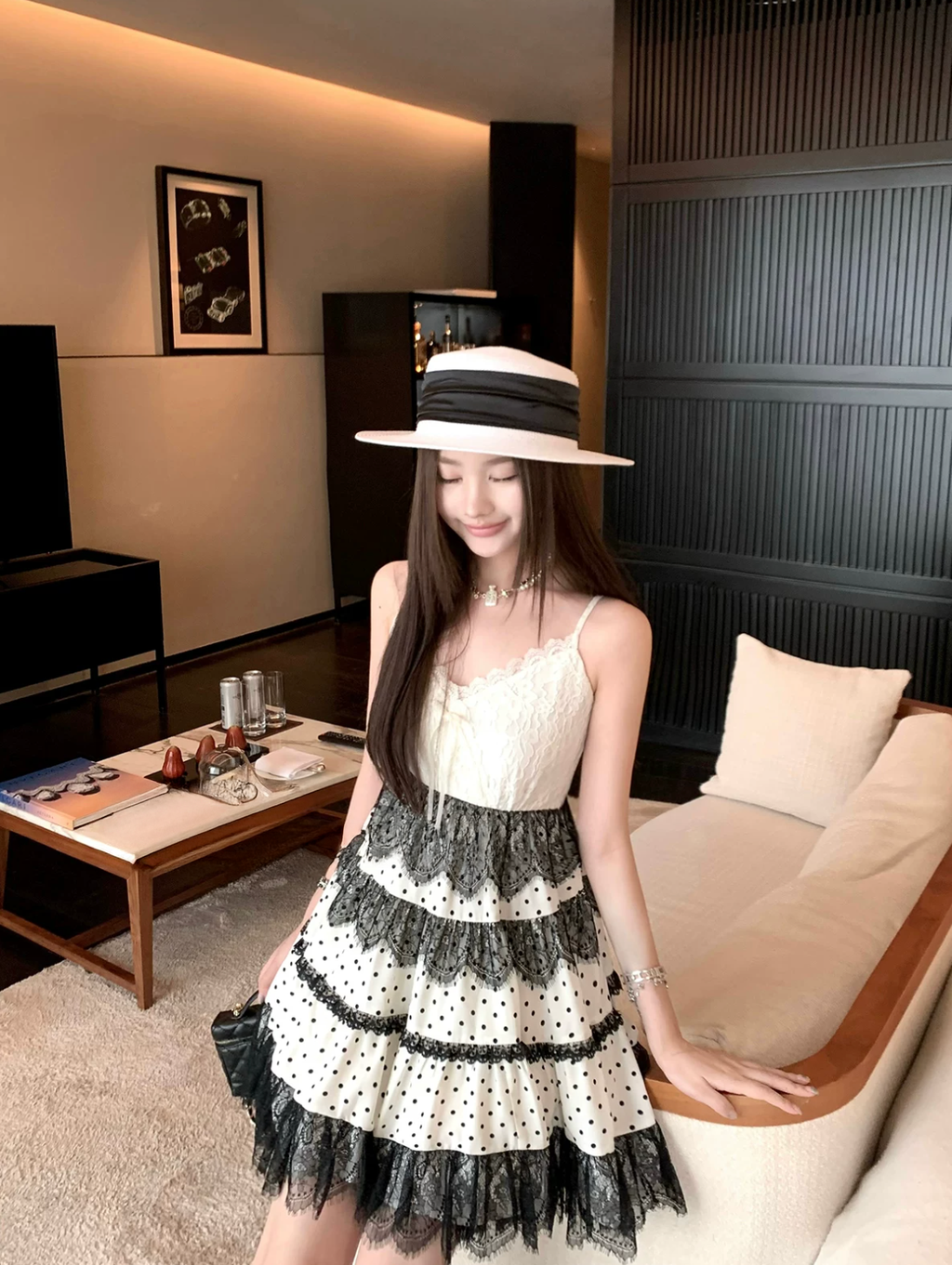 Dot Lace French Dress ドット レース フレンチ ドレス