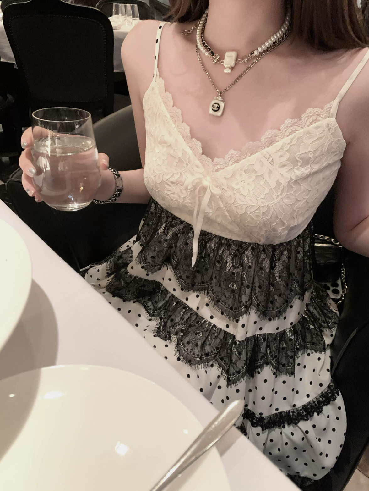 Dot Lace French Dress ドット レース フレンチ ドレス