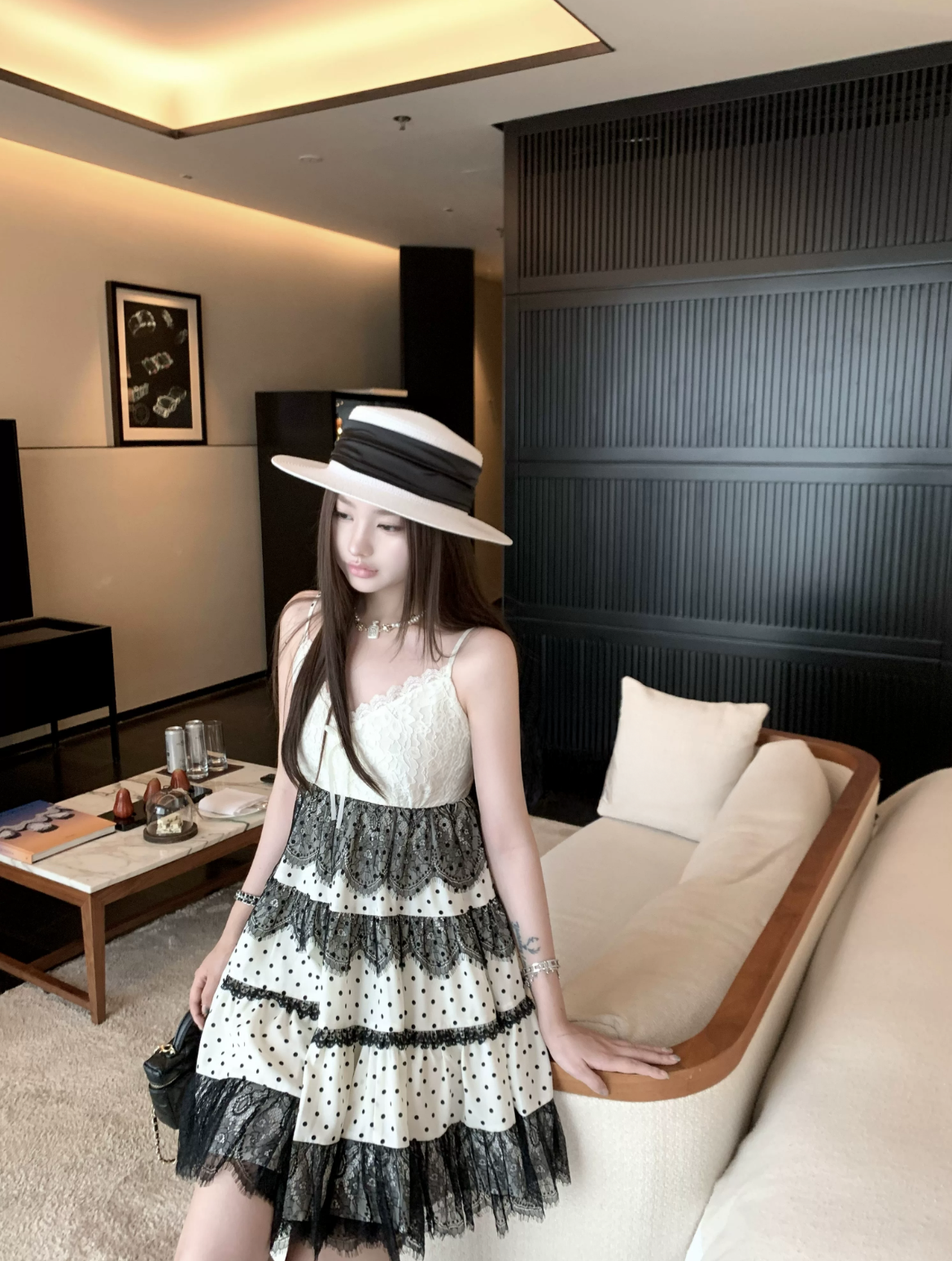 Dot Lace French Dress ドット レース フレンチ ドレス