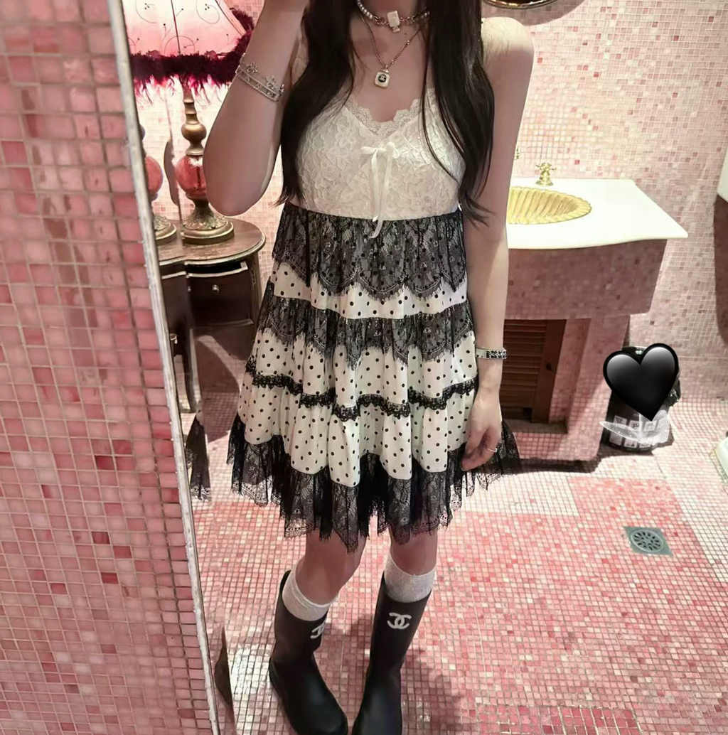 Dot Lace French Dress ドット レース フレンチ ドレス