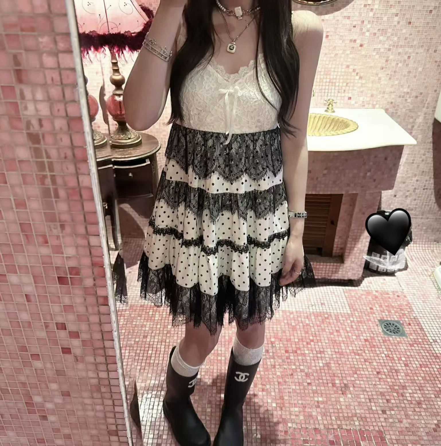 Dot Lace French Dress ドット レース フレンチ ドレス