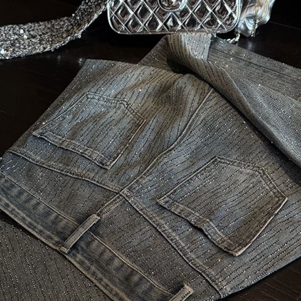 Full Line Stone Washed Denim フル ラインストーン ウォッシュド デニム
