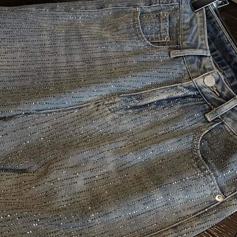 Full Line Stone Washed Denim フル ラインストーン ウォッシュド デニム