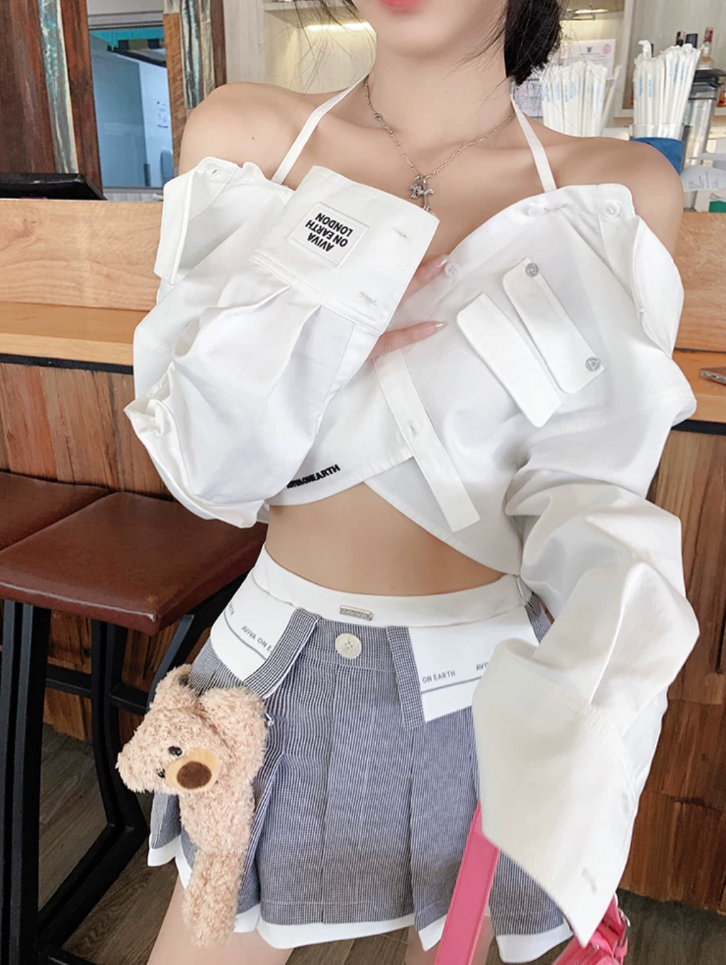 Pleppy short Shirts Plaets Skirt プレッピーショートシャツ プリーツスカート