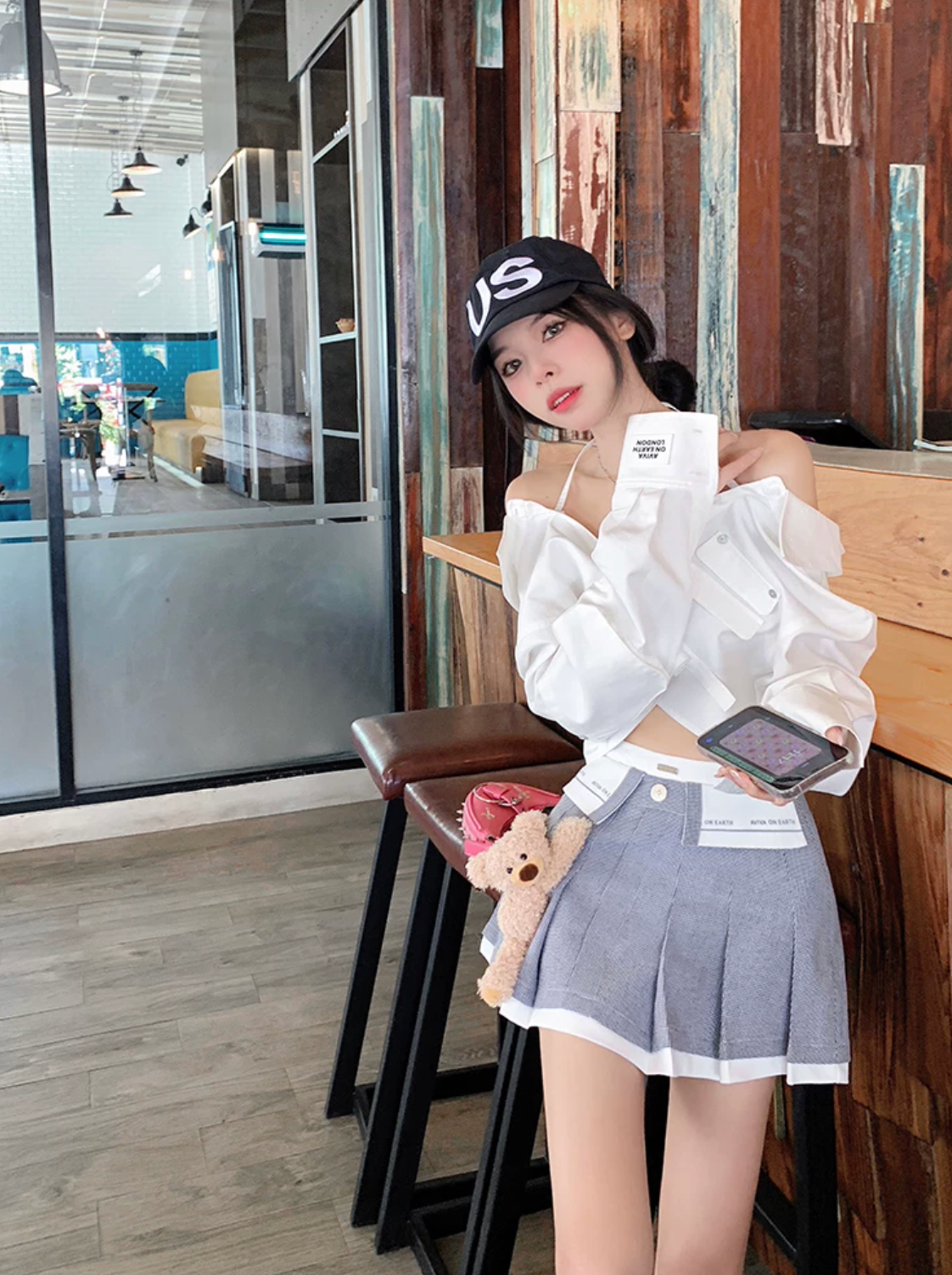 Pleppy short Shirts Plaets Skirt プレッピーショートシャツ プリーツスカート