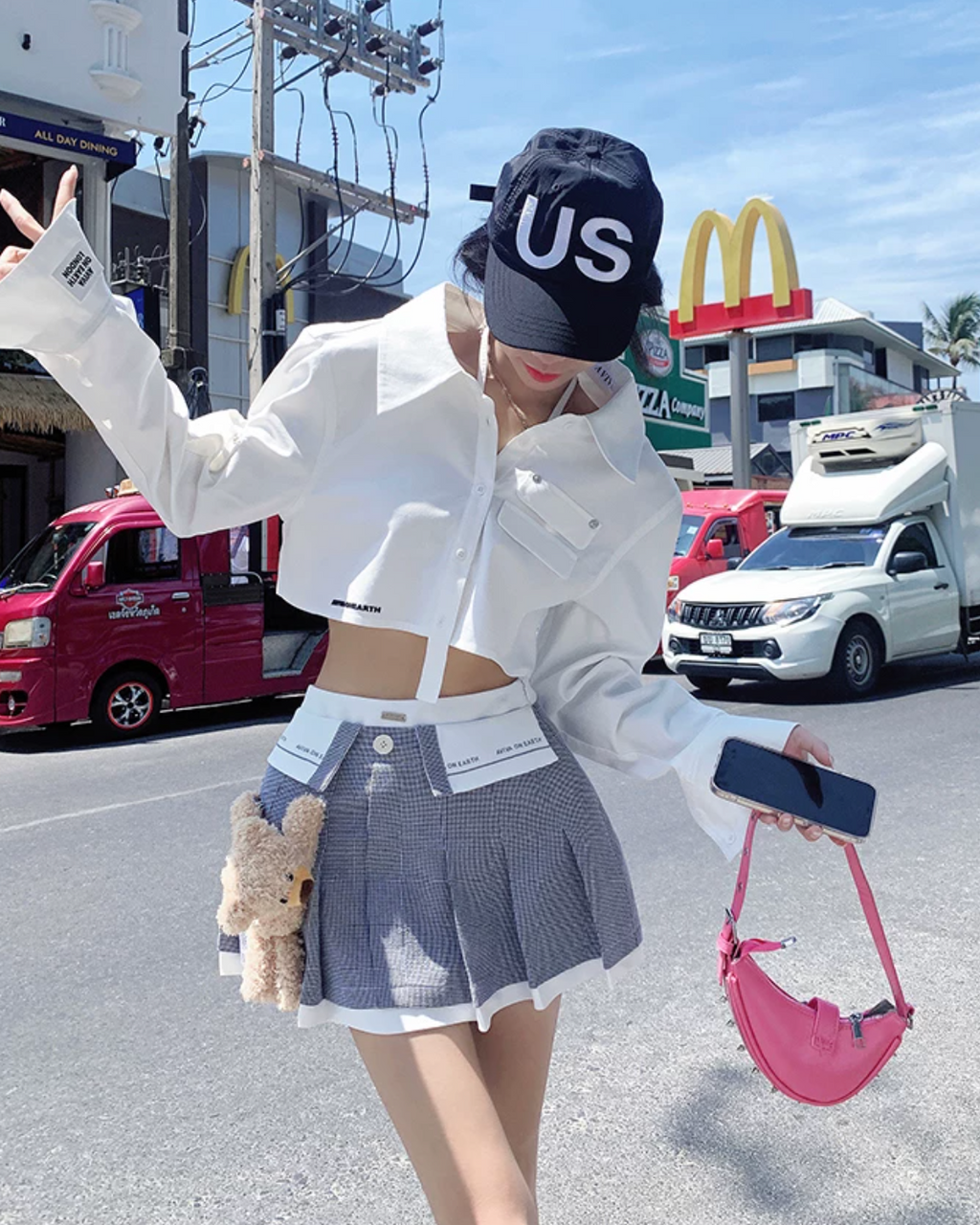 Pleppy short Shirts Plaets Skirt プレッピーショートシャツ プリーツスカート
