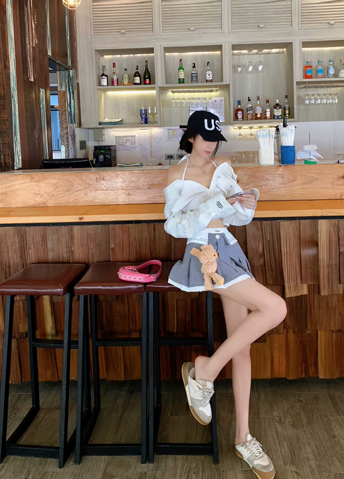 Pleppy short Shirts Plaets Skirt プレッピーショートシャツ プリーツスカート