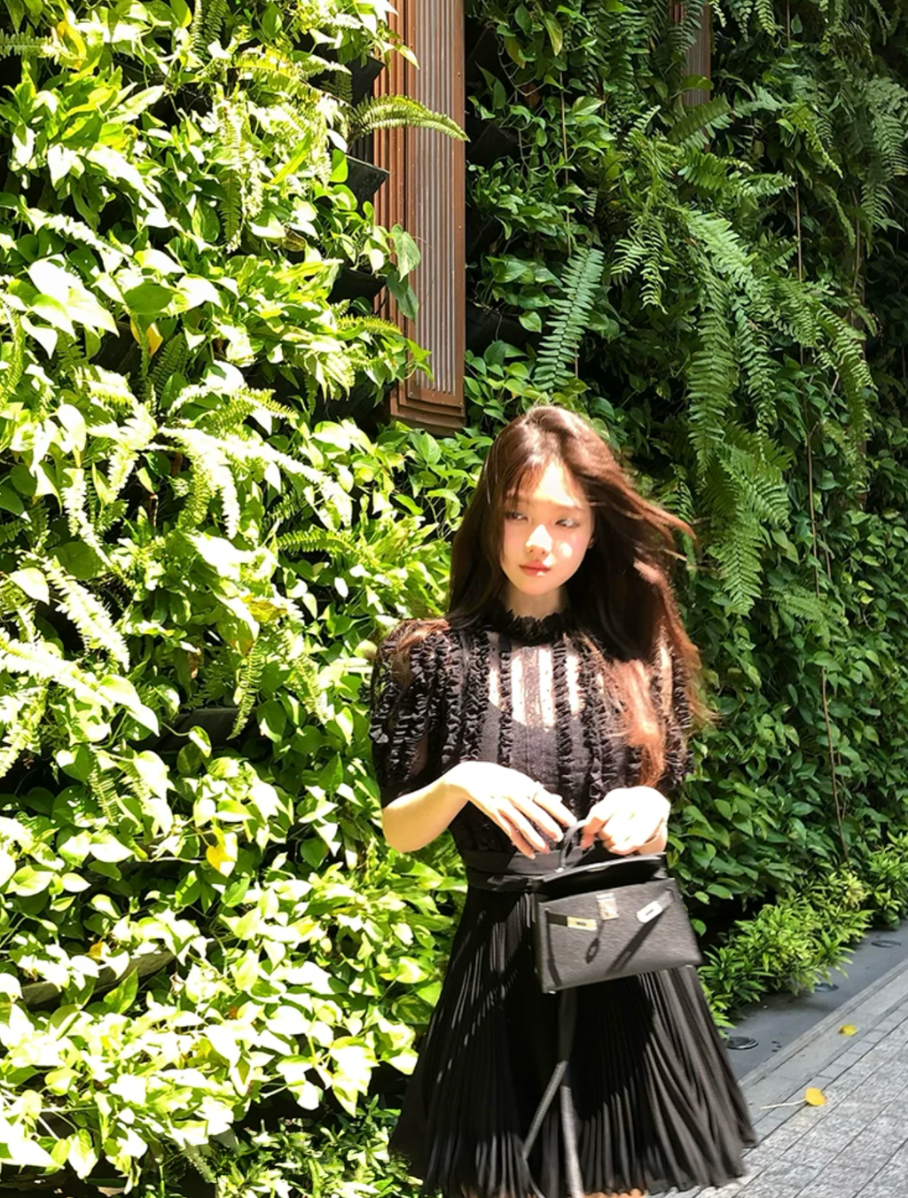 Stripe Lace Puff Sleeve dress ストライプ レース パフ スリーブドレス