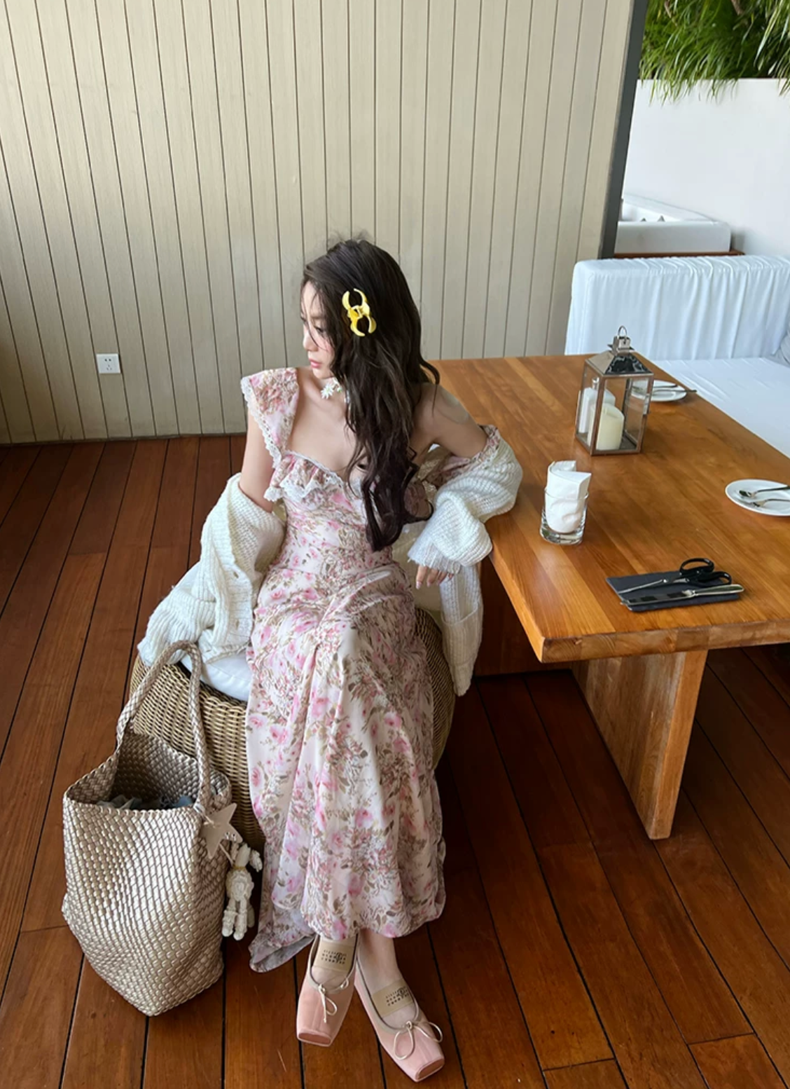 Flower Trim Race Dress Long & Short フラワー トリムレース ドレス ロング＆ショート