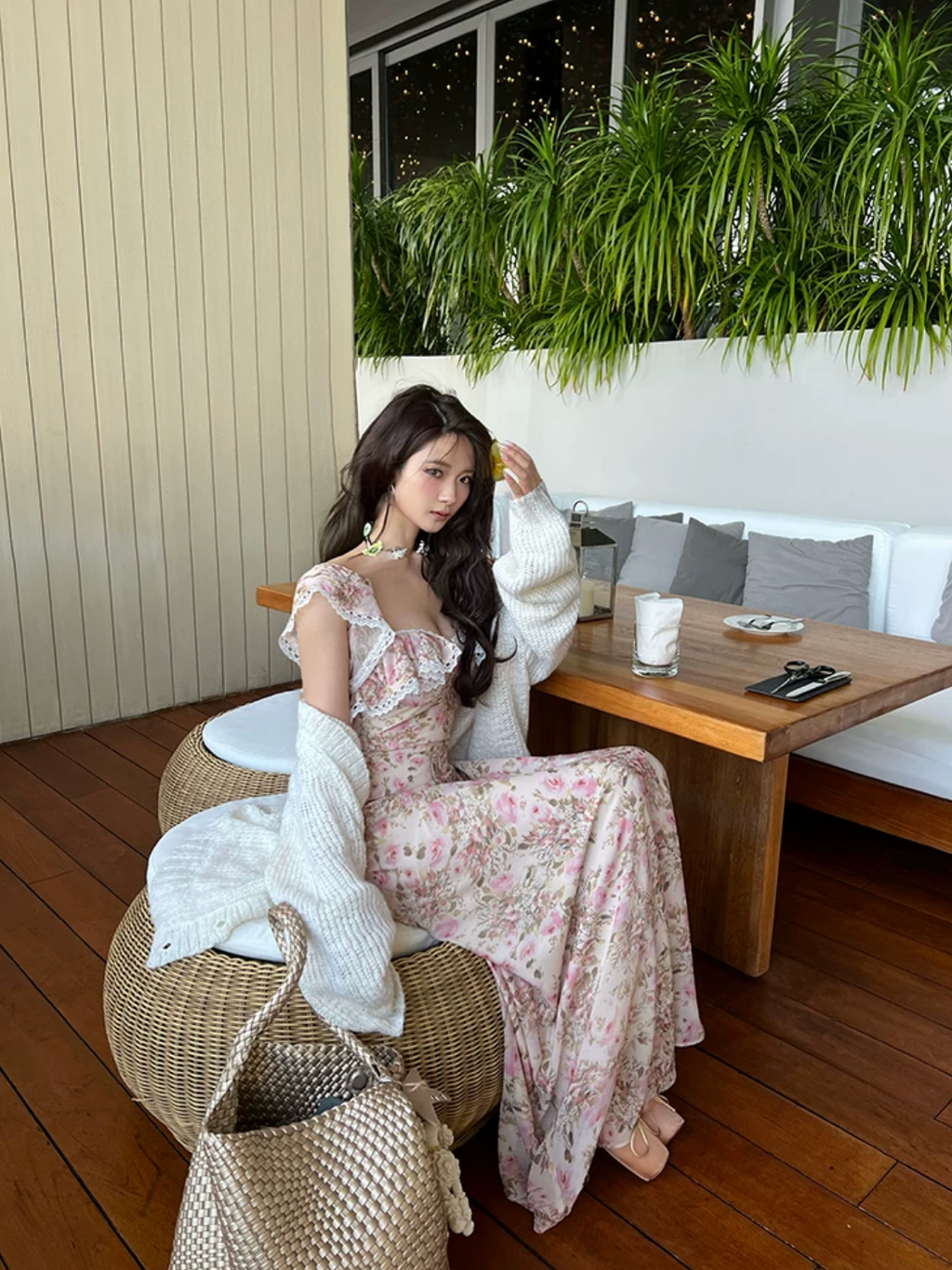Flower Trim Race Dress Long & Short フラワー トリムレース ドレス ロング＆ショート