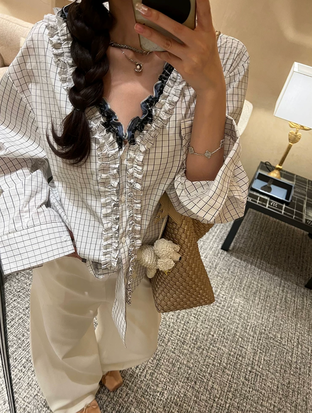 Double Frill Check Shirts ダブルフリルチェックシャツ