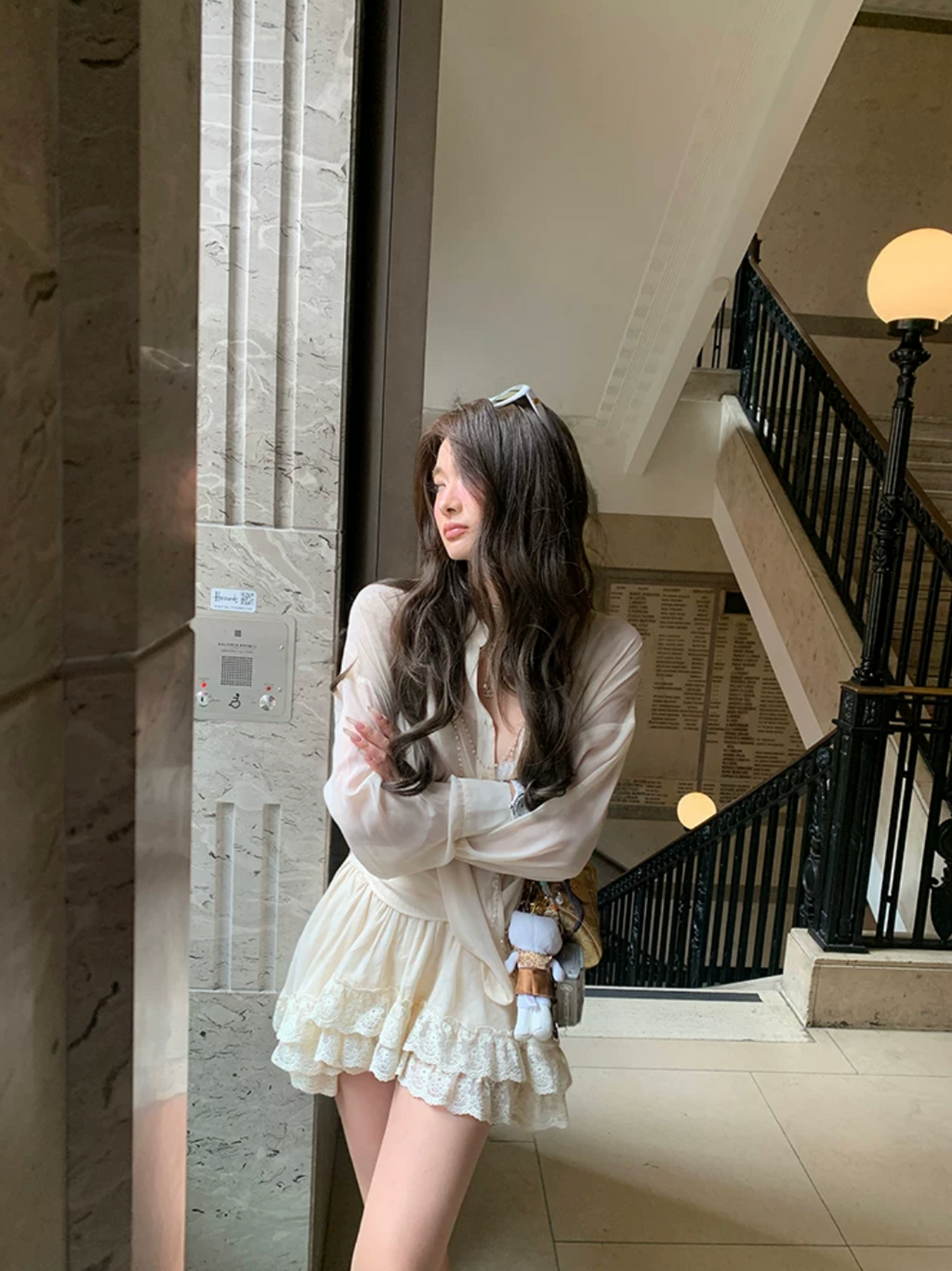 Pearl Sheer Brouse ,Lace Skier パールシアーブラウス,レーススカート