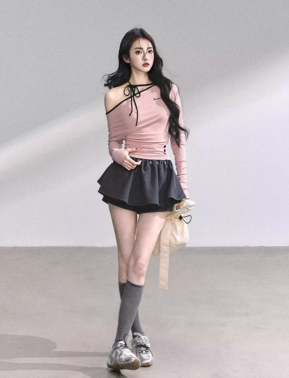 Off Shoulder Ribbon Tops Skirt オフショルダー リボン トップス スカート
