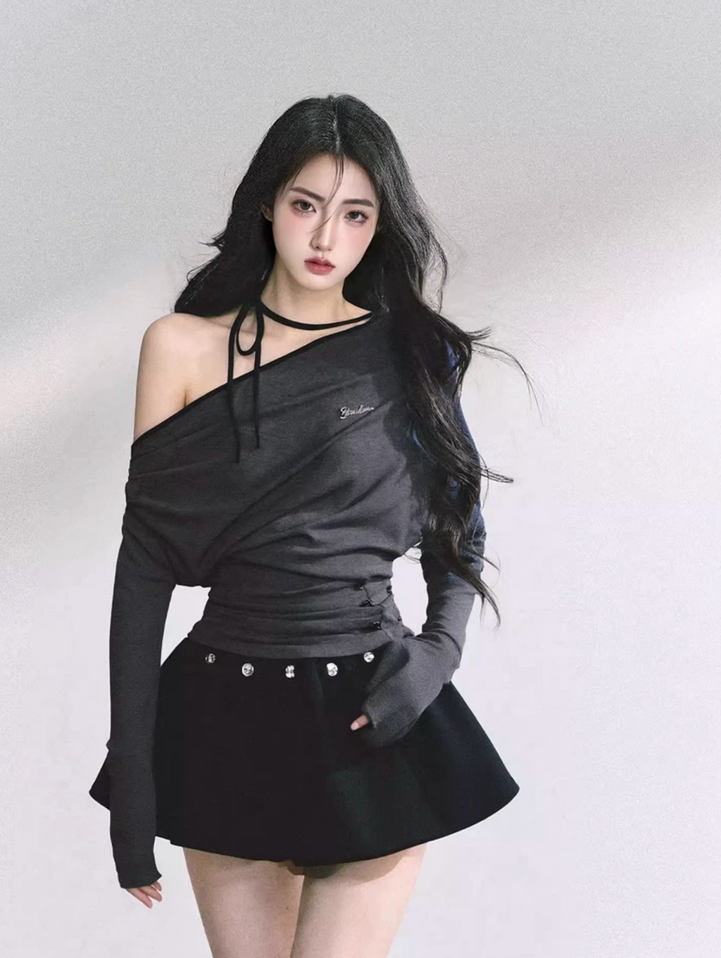 Off Shoulder Ribbon Tops Skirt オフショルダー リボン トップス スカート