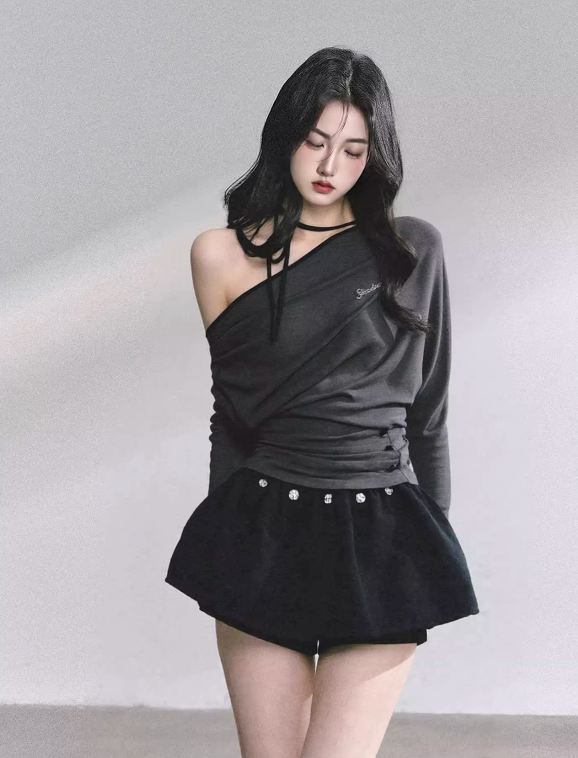 Off Shoulder Ribbon Tops Skirt オフショルダー リボン トップス スカート