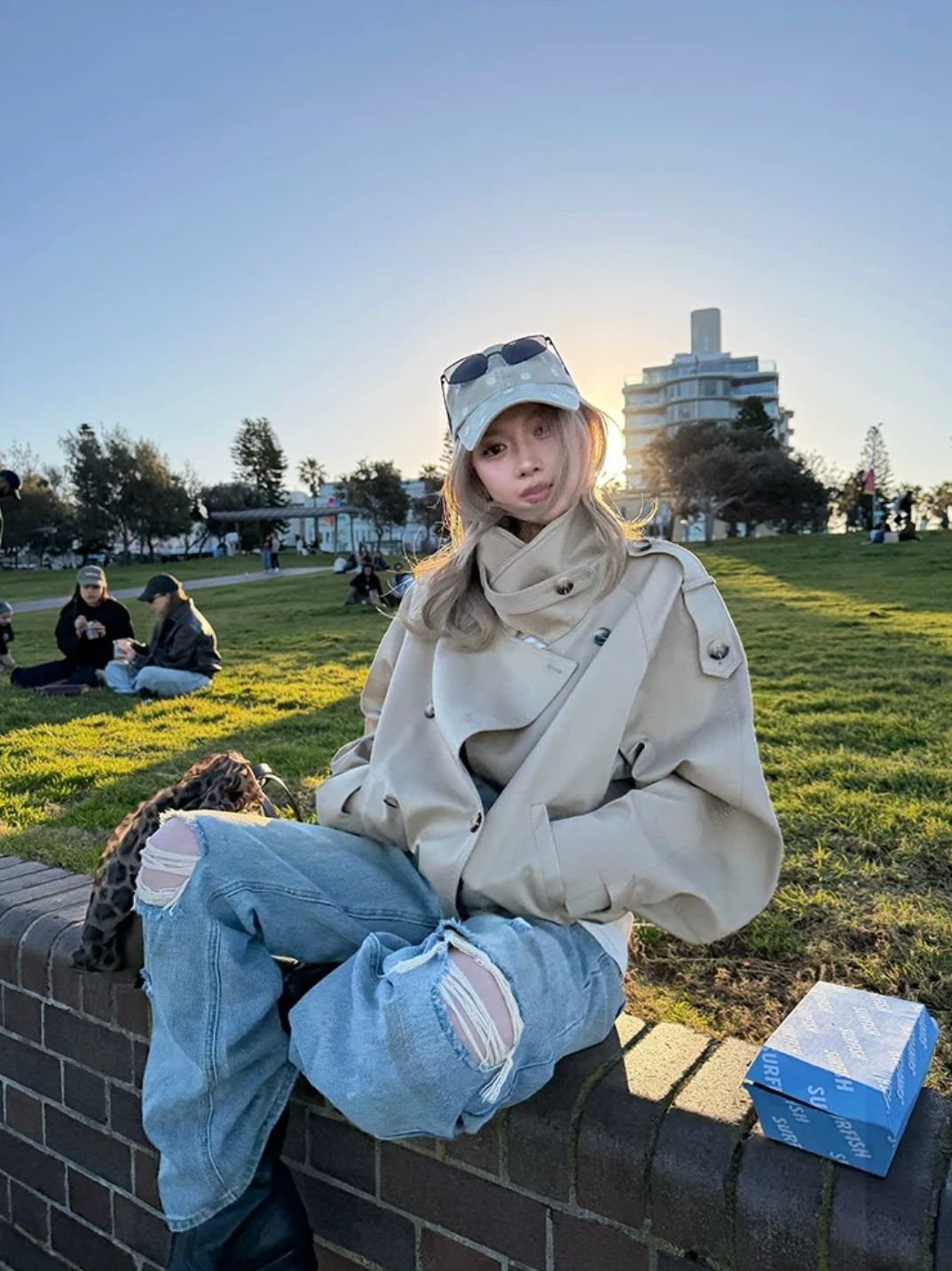 Double-breasted short trench coat  ダブルブレスト ショート トレンチコート